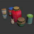 Kitchen Storage Furniture Colorful Glass Jars With Burlap Lids And Rabbit Decor
