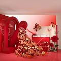 Red Themed Live Stream Wow Show Goddess Festival Rose Flower Stack