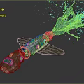 Jet Powered Metallic Water Vehicle With Blue Splash And Wing Like Structures