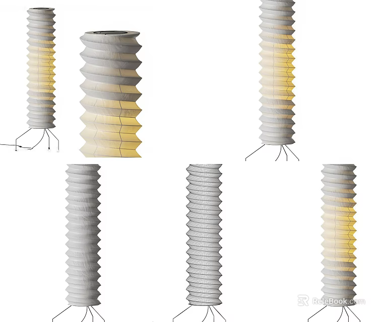 Modern Spiral Design Floor Lamp With White Shade Warm Light And Foldable Structure 3d model 
