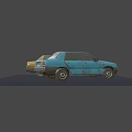 Two Blue and Yellow Vintage Cars with Classic Design and Retro Look