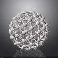 White Abstract Spherical Lattice Structure With Interconnected Nodes And Geometric Design