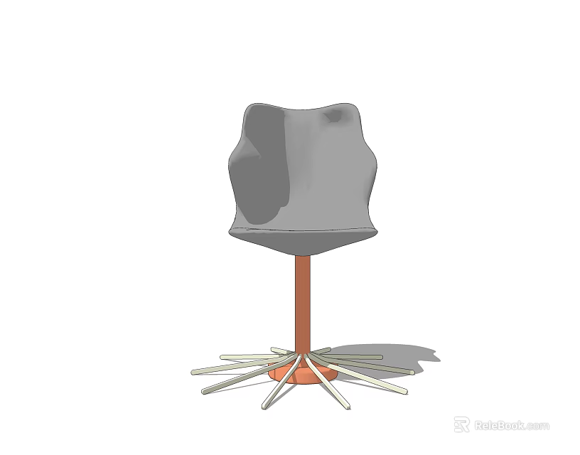 Modern Single Chair With Gray Ergonomic Backrest And Orange Multiple Legs 3d model