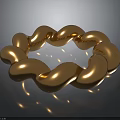 Shiny Golden Circular Decorative Ornament With Interconnected Smooth Reflective Links 3d model