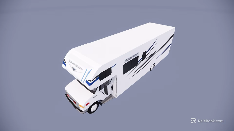 Modern White Bus With Blue Stripes And Spacious Interior For Comfortable Rides 3d model 