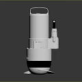 Metallic Silver Cylindrical Equipment with Top Handle Side Port and Stable Base Support Feet