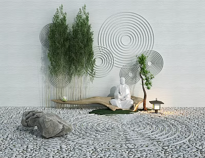 New Chinese landscape sketch Zen landscape sketch 3d model