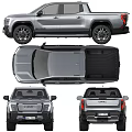 Modern Silver Electric Pickup Truck With Bold Design And Spacious Cargo Bed