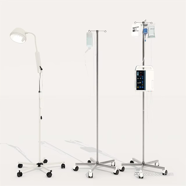 Professional Medical Devices Including Surgical Lamp IV Stand And Infusion Pump With 3d model 