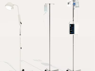 Professional Medical Devices Including Surgical Lamp IV Stand And Infusion Pump With 3d model