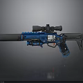 Blue And Black Tactical Weapon With Telescopic Scope Barrel And Grip Design