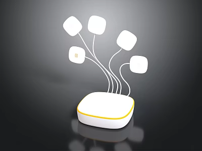 White Base Electronic Device With Multiple Square Modules And Thin Connecting Wires 3d model