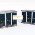 Industrial Metal Equipment Units With Enclosed Cabinets And Yellow Warning Signs