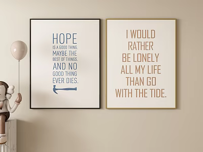 Abstract Art Typography Wall Decor With Inspirational Quotes In Home Interior 3d model