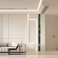 Modern Minimalist Living Dining Room Interior With White Walls Sofa And Green Plant Decor