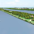 Scenic Riverfront Green Area With Trees Boats And Distant Cityscape