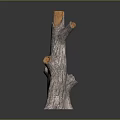Wooden Stone Decorative Ornament Featuring Stump Shape And Natural Bark Texture Design