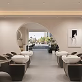 Modern Minimalist Beauty Hair Salon Interior Design With Professional Styling Chairs And Product Display Shelves