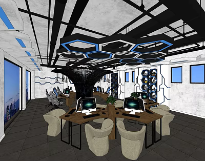 Modern Internet Cafe Internet Cafe Public Area 3d model Modern Internet Cafe Internet Cafe Public Area 3d model