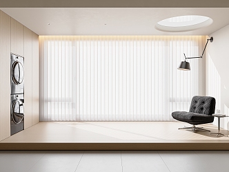 Modern dream blinds venetian blinds vertical blinds vertical blinds single person leisure chair floor lamp green plant track lamp 3d model