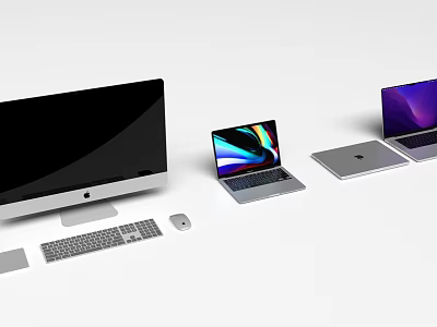 Modern Desktop and Laptop Computers with Keyboard Mouse and Monitor Setup 3d model Modern Desktop and Laptop Computers with Keyboard Mouse and Monitor Setup 3d model