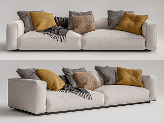 Modern double sofa multiplayer sofa 3d model