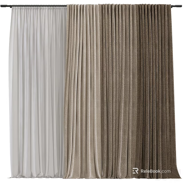 Pleated Curtains In Various Colors For Modern Home Decor And Interior Style 3d model 