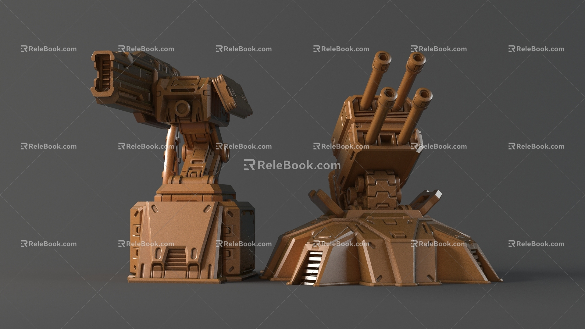 Sci-fi Mechanical Defense Cannon 3d model