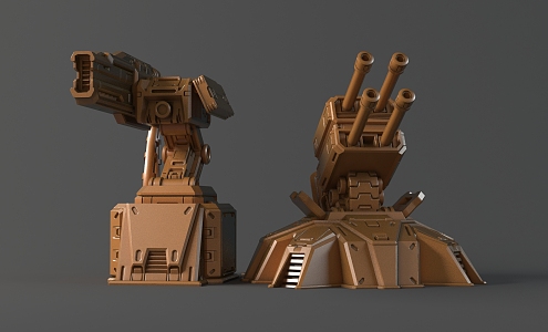 Sci-fi Mechanical Defense Cannon 3d model