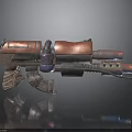 Futuristic Science Fiction Weapon With Red Metallic Components And Detailed Structure