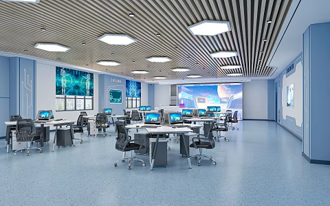modern classroom 3d model