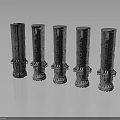 Silver Tower Structures Five Decorative Architectural Models With Windows And Base Details