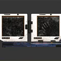 Dual Screen Open Television Design With Blue White Body And Orange Borders And Colorful Buttons