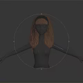 Human Torso Model With Brown Long Hair Bangs And Extended Arms