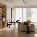 Modern Living Room Interior Design With Sofa Coffee Table TV Bookshelf Windows And Plant