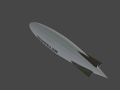 Modern Silver Meteor Airship With Streamlined Body And Tail Design 3d model