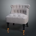 Single Gray Fabric Sofa with Tufted Backrest Seat and Black Golden Legs