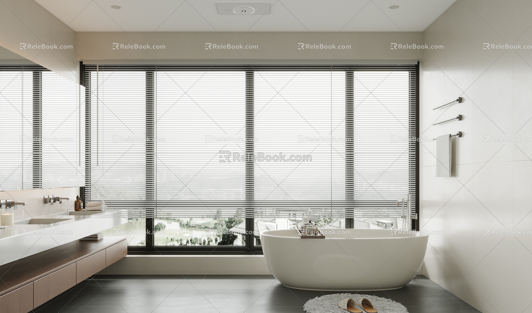 modern bathtub vanity blinds 3d model