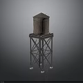 Wooden Water Tower With Metal Support Frame And Roof Structure Design
