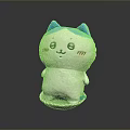 Adorable White Cat Doll With Blue Ears Pink Cheeks And Paper Tray Base