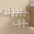 White Wall Mounted Shoe Rack With Beige Slippers In Modern Home