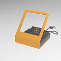 Orange Desktop Barcode Scanner With Transparent Window Black Base And USB Cable 3d model
