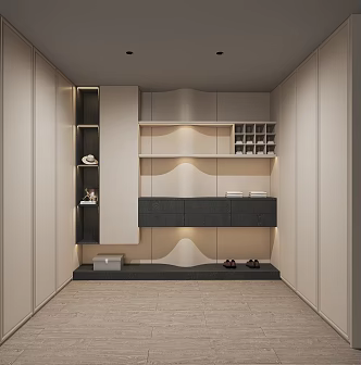 Modern Cloakroom Light Shoes Hats Room 3d model