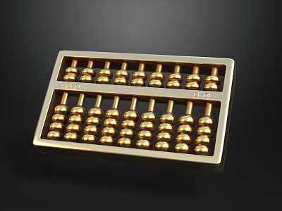 Golden Metal Frame Abacus With Shiny Beads On Black Background 3d model