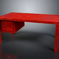 Red Wooden Desk With Two Drawers And Simple Design For Home Office Use