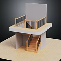 Wooden Stairs With Wooden Handrail And Black Balusters On Light Wood Flooring