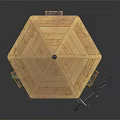 Hexagonal Wooden Gazebo With Table Bench Bicycle And Flower Pots