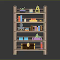 Multi tiered Storage Shelf with Books Boxes and Small Items for Home Organization 3d model