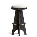 Modern Bar Stools With Wooden Frame Upholstered Seats And Metal Ring Accents