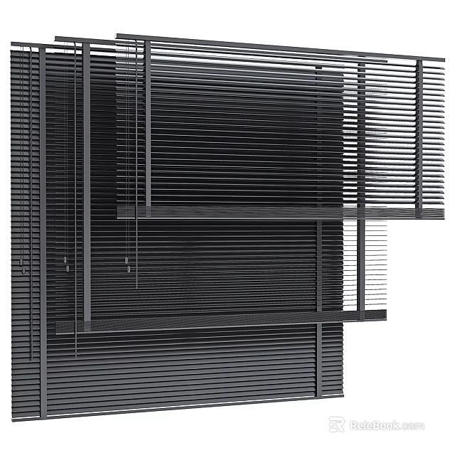 Black Modern Window Blinds Featuring Adjustable Slats And Sleek Contemporary Style 3d model 